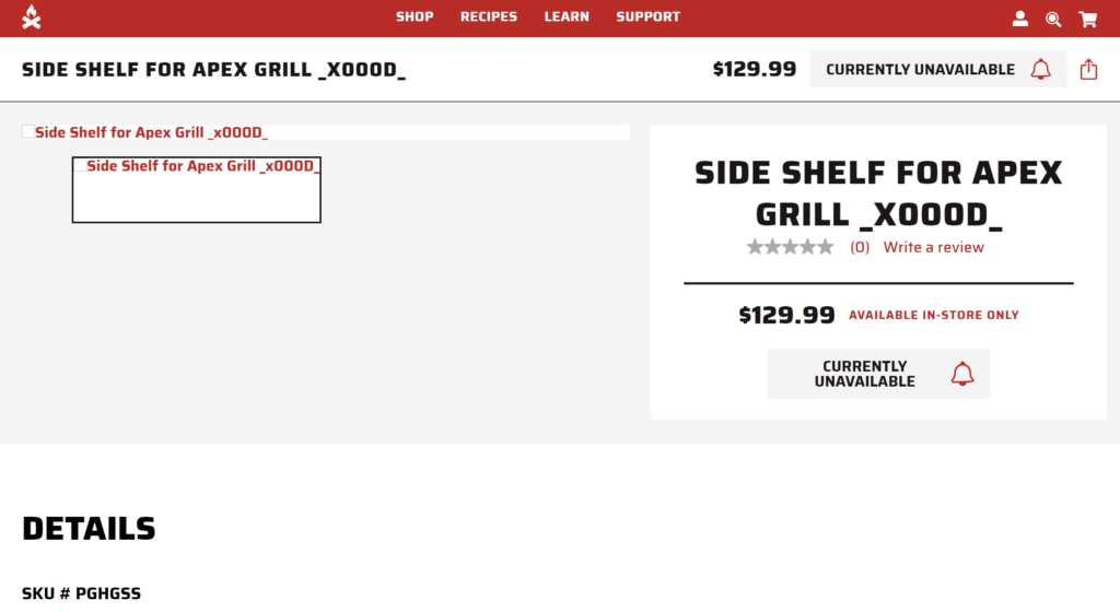 Camp Chef Apex Grill Shelf