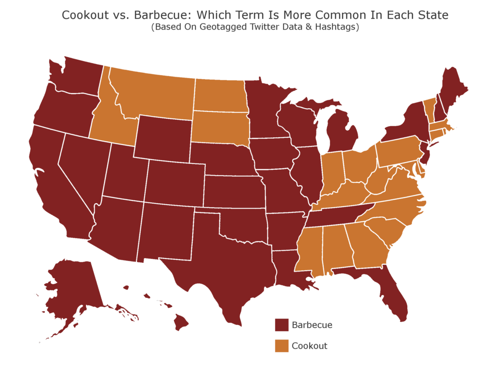 Cookout vs Barbecue Term Map