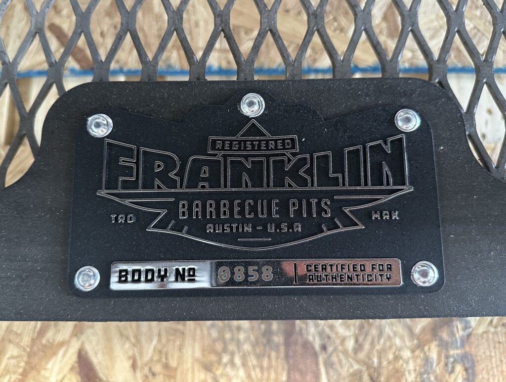 Franklin Barbecue Pit Plaque