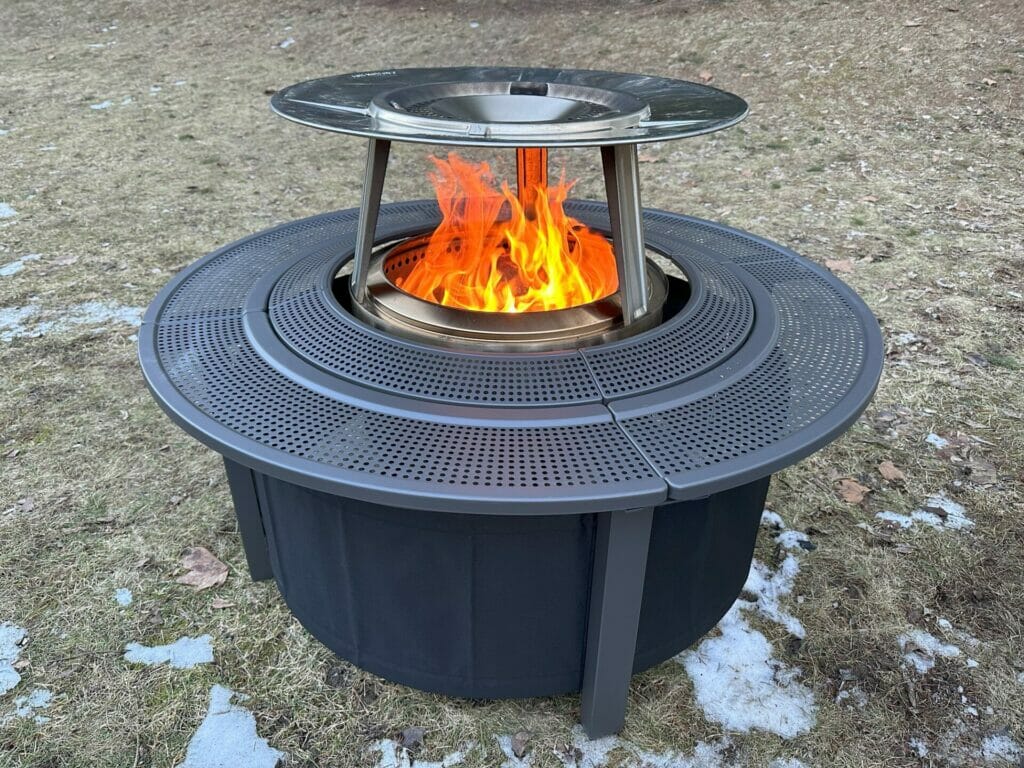 Solo Stove Surround with Heat Deflector on a Bonfire Fire Pit