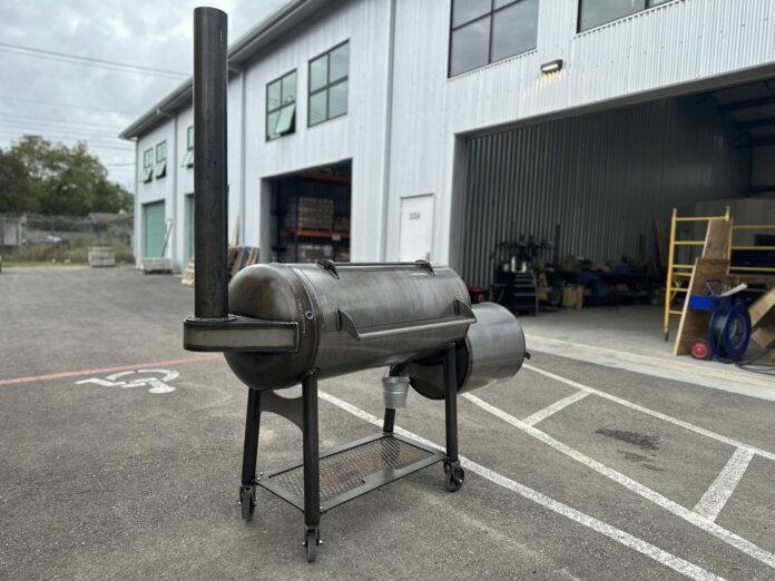 Finished Franklin Barbecue Pit in Front of the Shop