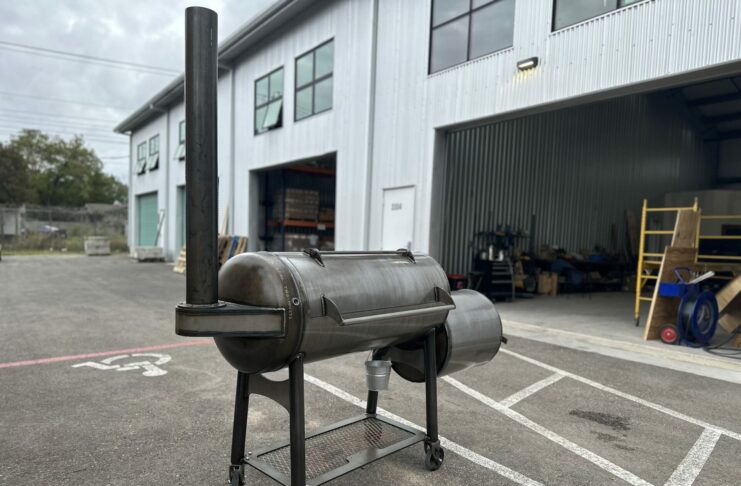 Finished Franklin Barbecue Pit in Front of the Shop