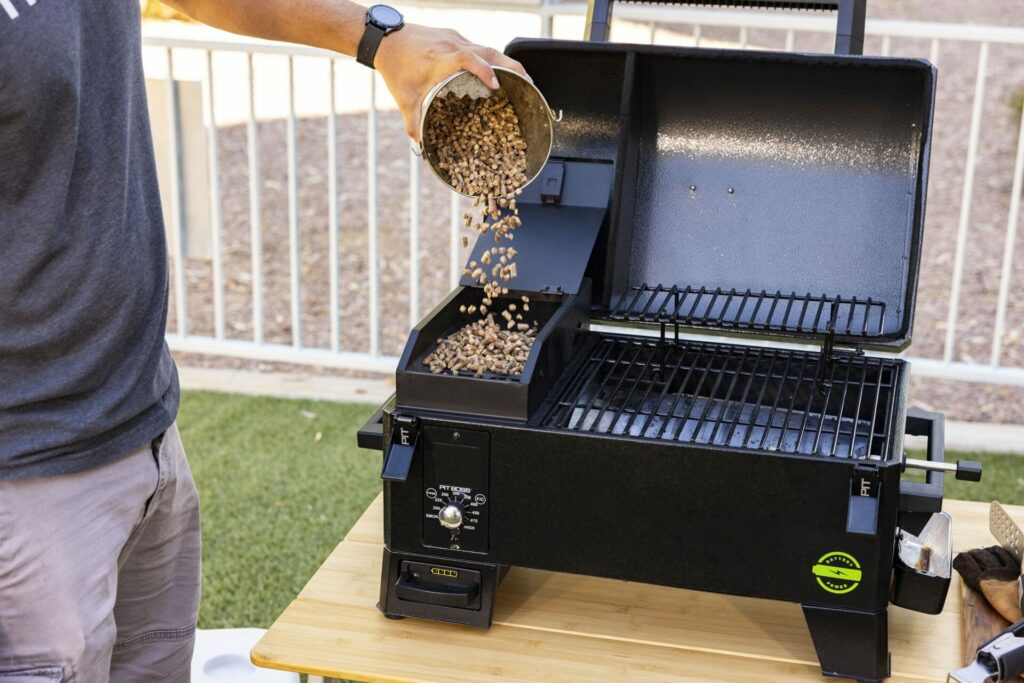 Pit Boss Battery Powered Portable Pellet Grill - Adding Pellets