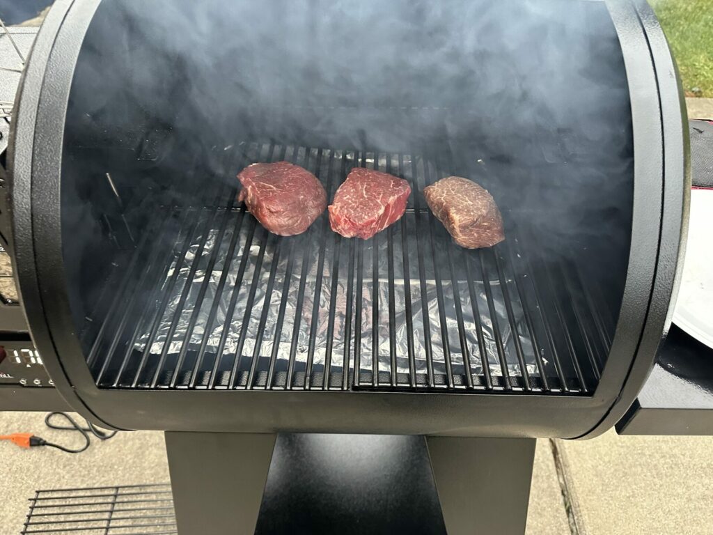 Filets Cooking in a Nexgrill Oakford Pellet Grill