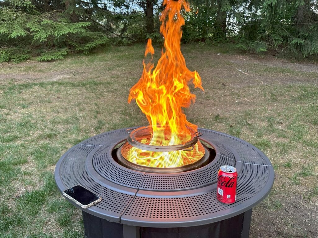 Solo Stove Fire Pit with a Roaring Pellet Fire