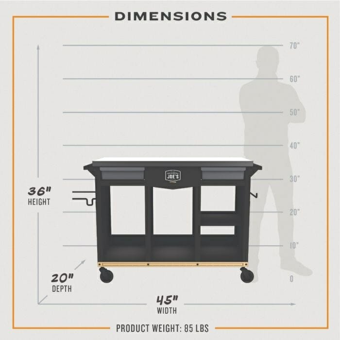 Oklahoma Joe's Workstation DLX Prep & Storage Cart Size