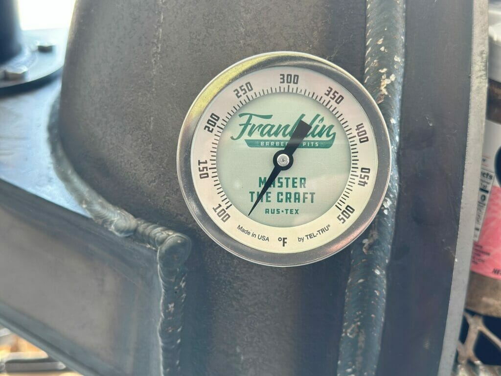 Tel-Tru Thermometer on a Franklin BBQ Pit