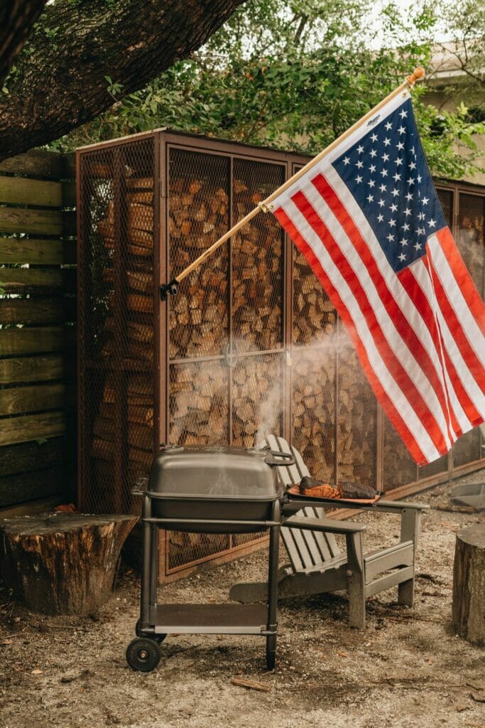 PK Grills - PK300 Next to an American Flag