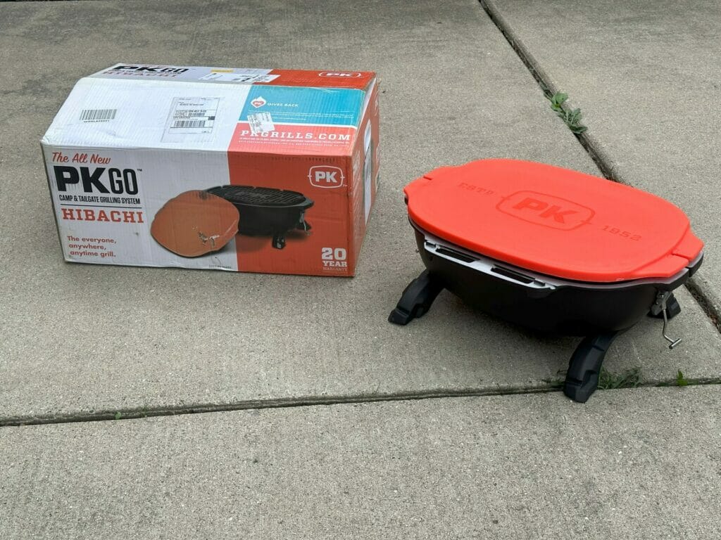 PK Grills PKGO Hibachi Grill Next to the Box