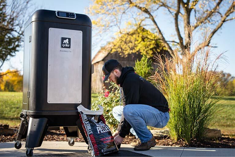 Grilla Grills Mammoth Vertical Pellet Smoker Closed with Pellets