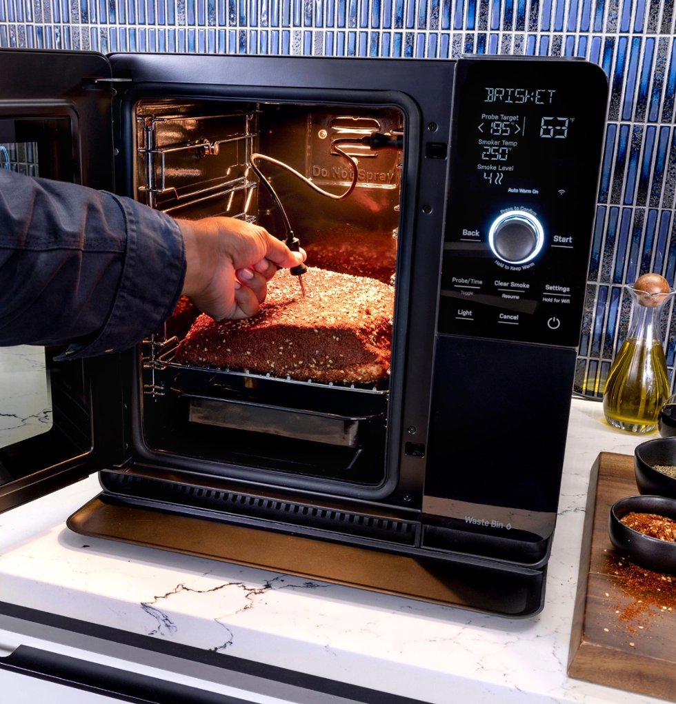 GE Profile Smart Indoor Smoker Cooking Brisket