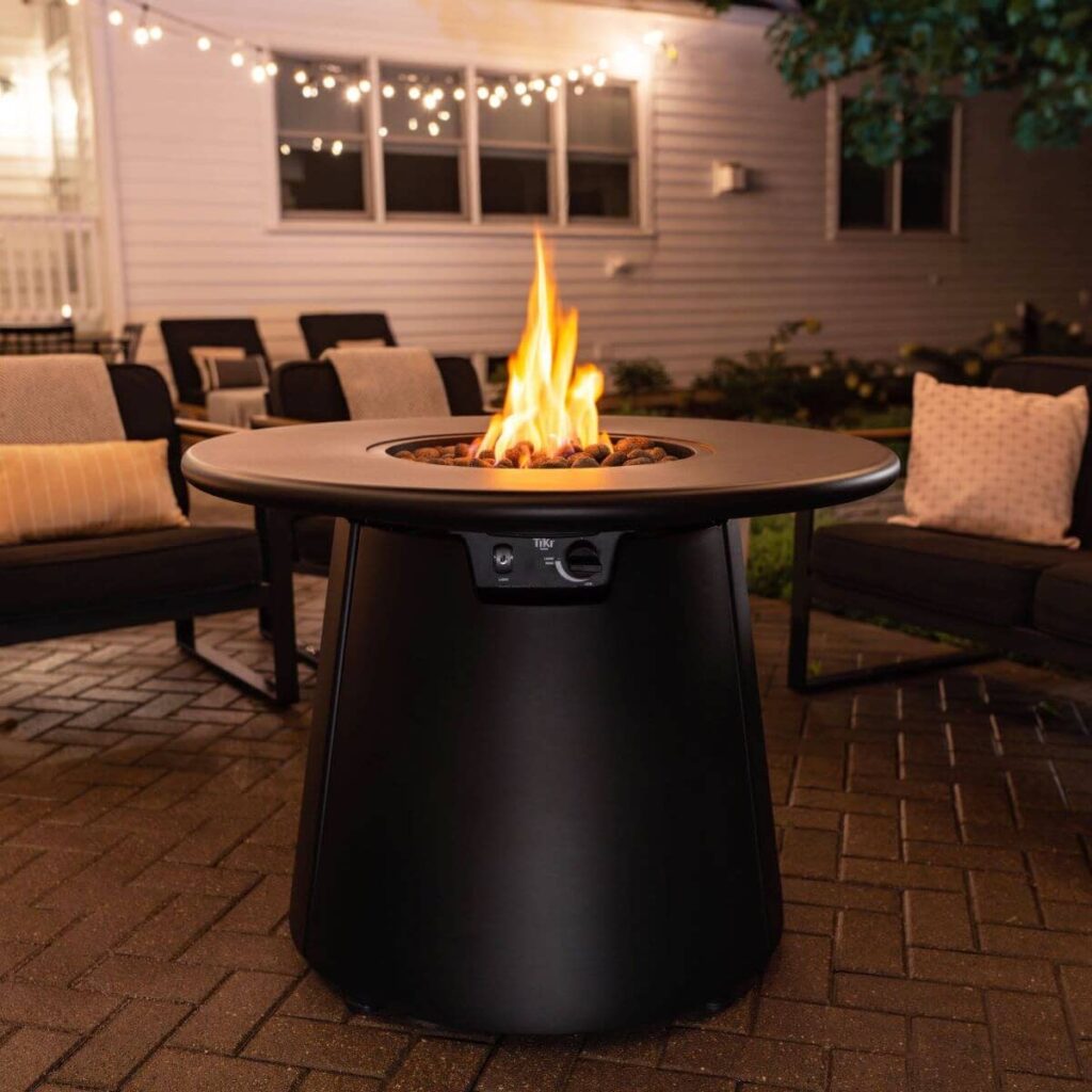 TIKI Propane Fire Pit with Table Attachment
