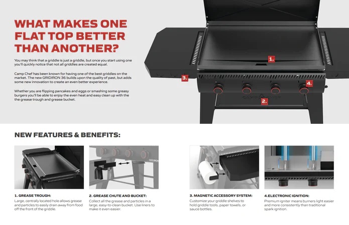 Camp Chef Gridiron Flat-top Grill Features