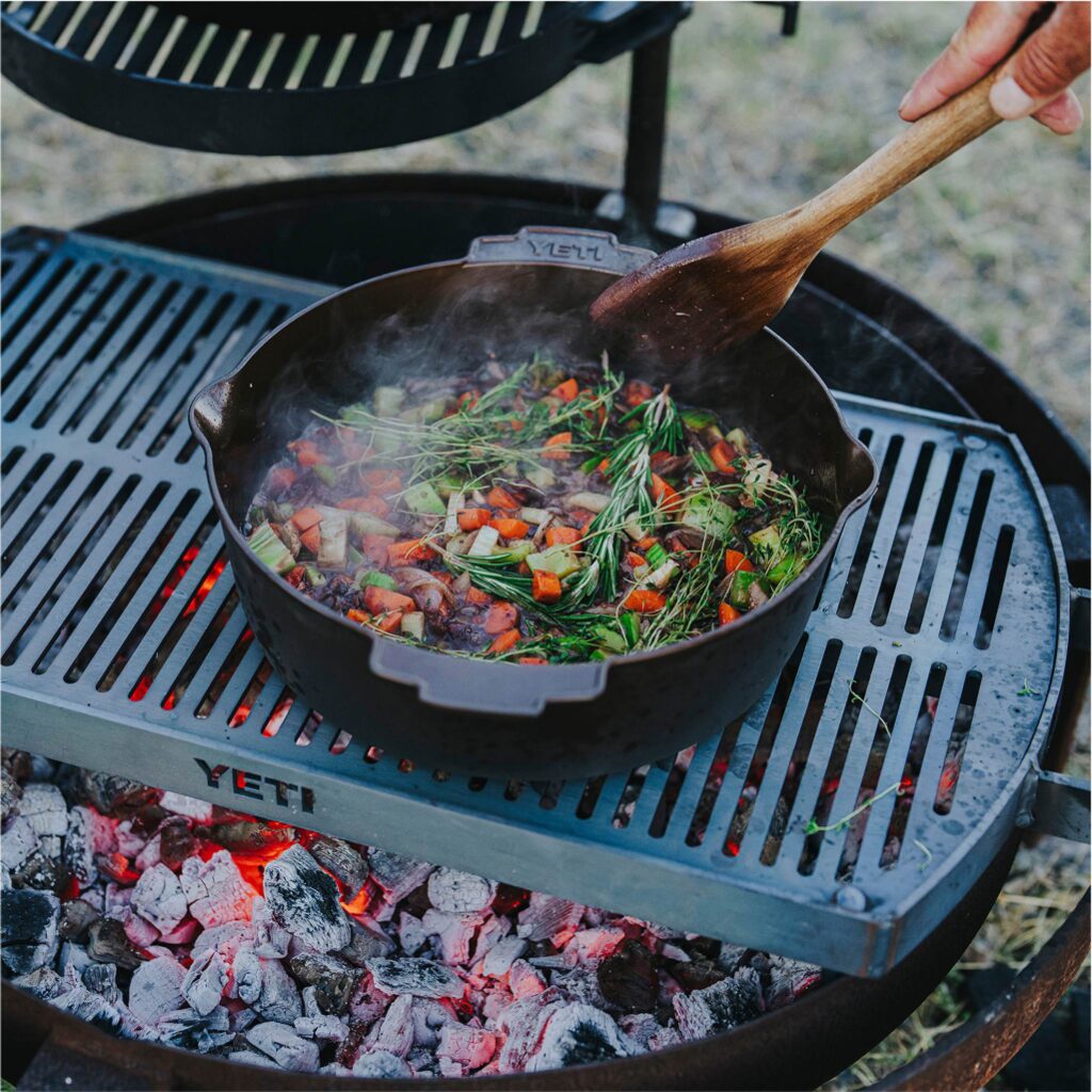 Yeti Fire Pit With Grill Cooking