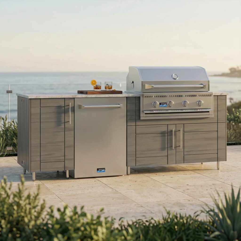 WeatherStrong Bayside Outdoor Kitchen Island in Ash
