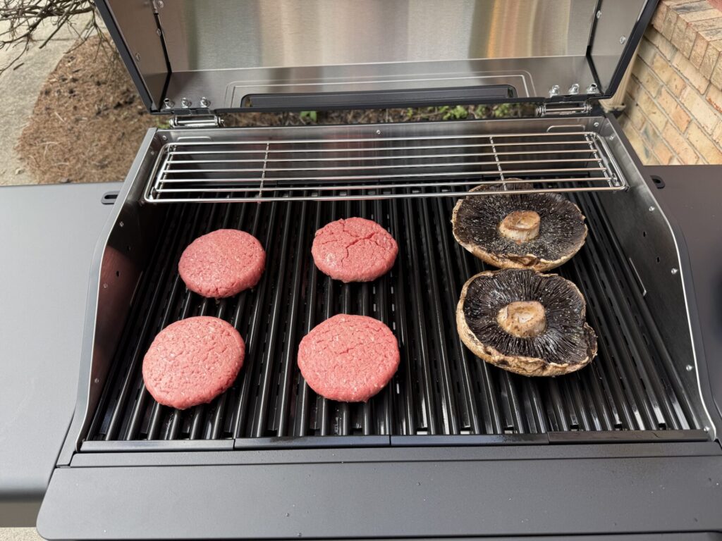 Current Electric Grill Cooking Burgers