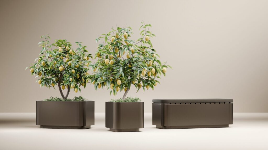 Danver Bench and Planters
